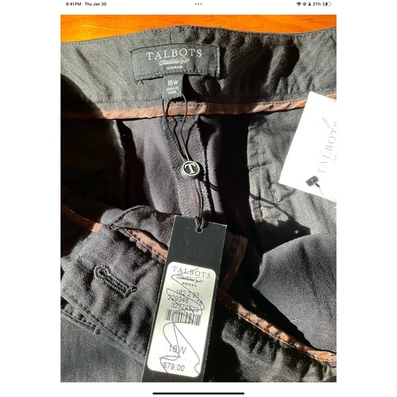 Talbots Woman 16 W Black Pants Wide Leg Opening NEW WITH TAGS MSRP $79 - Picture 6 of 6